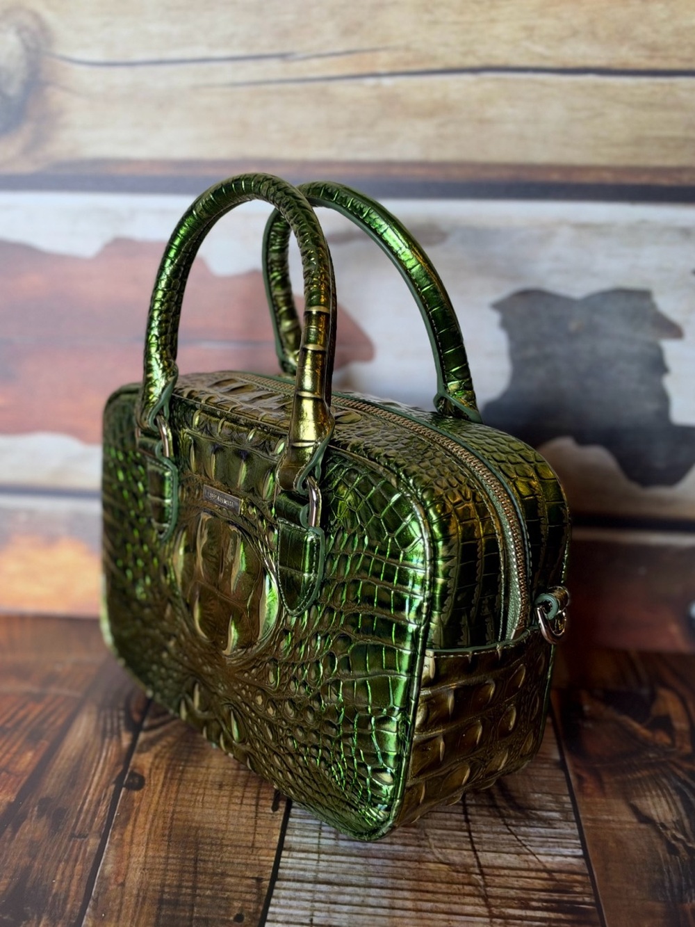 Firm ~~ 2x eyes Brahmin Mara Cacti Green Metallic Beauty NWT - Picture 9 of 16